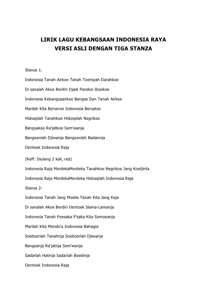 lirik lagu indonesia raya